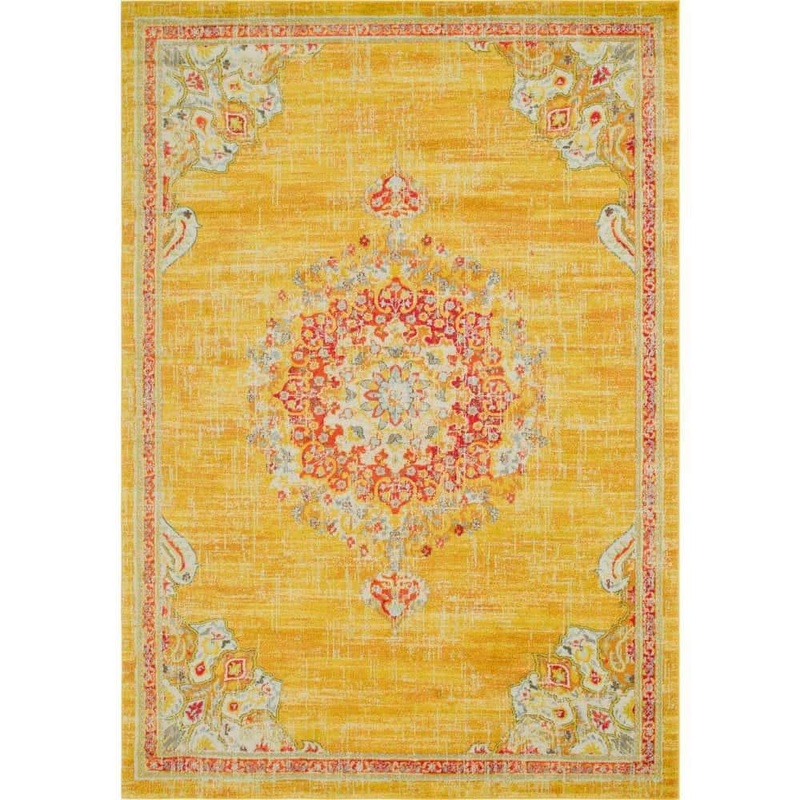 Unique Loom Penrose Alexis Gold 10 ft. x 14 ft. Area Rug 3143363