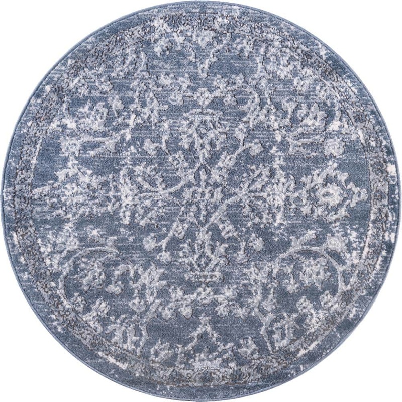 Unique Loom Portland Albany Blue 3 ft. 3 in. x 3 ft. 3 in. Round Area Rug 3147408