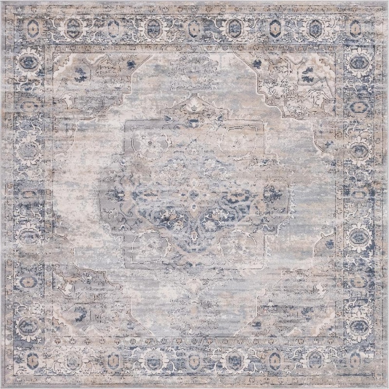 Unique Loom Portland Canby Ivory/Gray 8 ft. x 8 ft. Square Area Rug 3147285