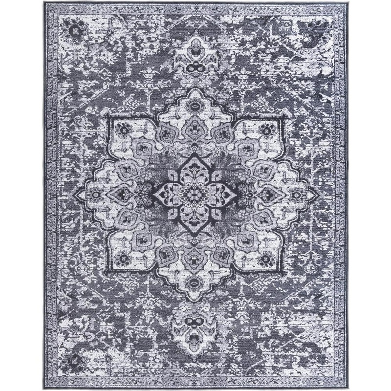 Unique Loom Renaissance Roma Dark Gray 10 ft. 6 in. x 13 ft. Machine Washable Area Rug 3166726