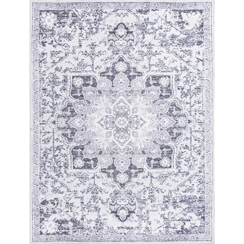 Unique Loom Renaissance Roma Light Gray 9 ft. x 12 ft. Machine Washable Area Rug 3166707