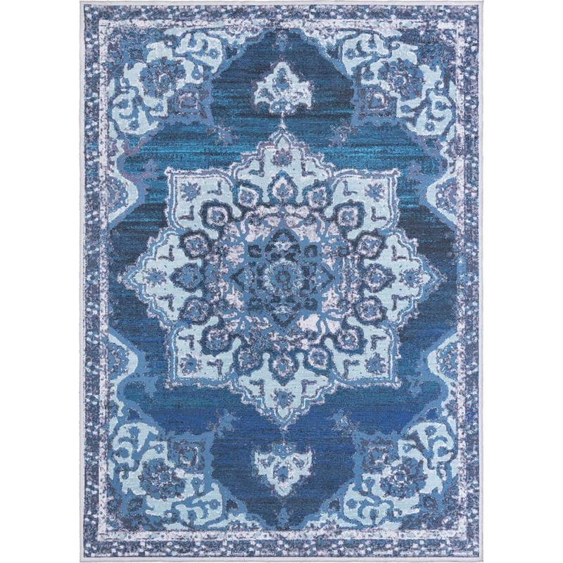 Unique Loom Renaissance Roma Navy Blue 10 ft. 6 in. x 14 ft. Machine Washable Area Rug 3166441