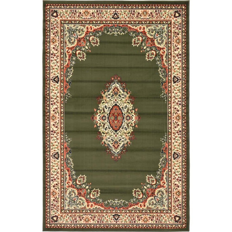 Unique Loom Reza Washington Green 5′ 0 x 8′ 0 Area Rug 3122721