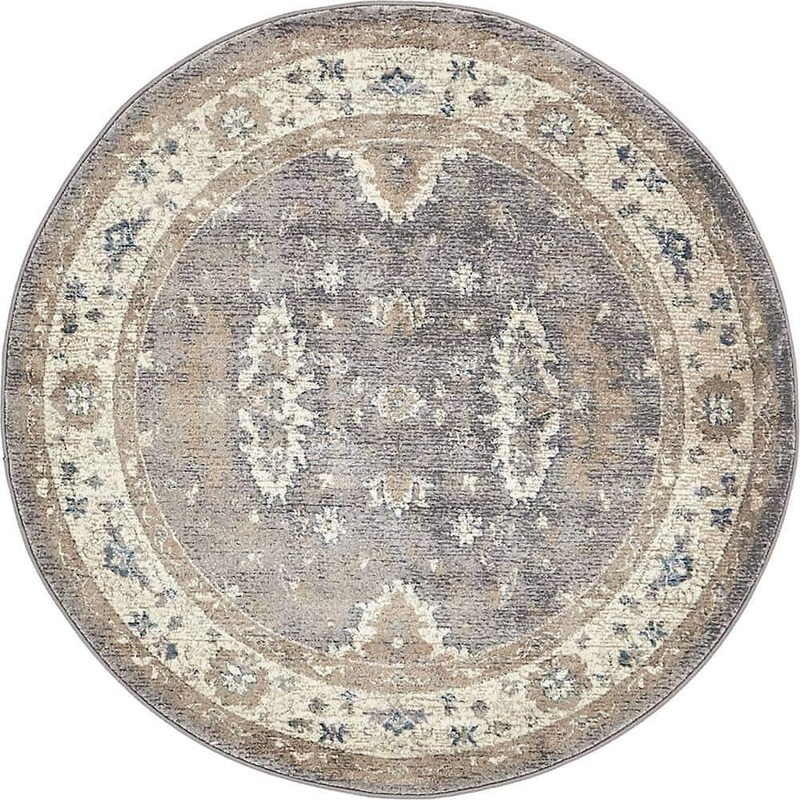 Unique Loom Salzburg Itzling Gray 4′ 0 x 4′ 0 Round Rug 3138353