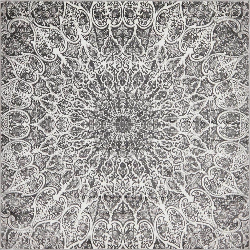 Unique Loom Sofia Grace Dark Gray 8′ 0 x 8′ 0 Square Rug 3141468