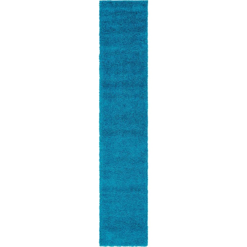 Unique Loom Solid Shag Collection Area Rug (2 ft. 7 in. x 13 ft. 1 in. Runner Turquoise) 3140771