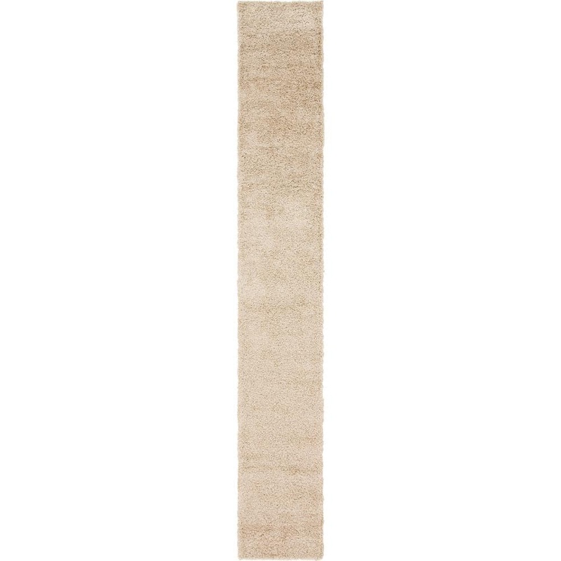 Unique Loom Solid Shag Collection Area Rug (2 ft. 7 in. x 16 ft. 5 in. Runner Taupe) 3140760
