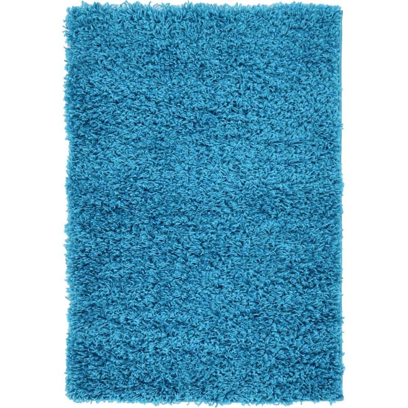 Unique Loom Solid Shag Collection Area Rug (2 ft.  x 3 ft. 1 in. Rectangle Turquoise) 3127970