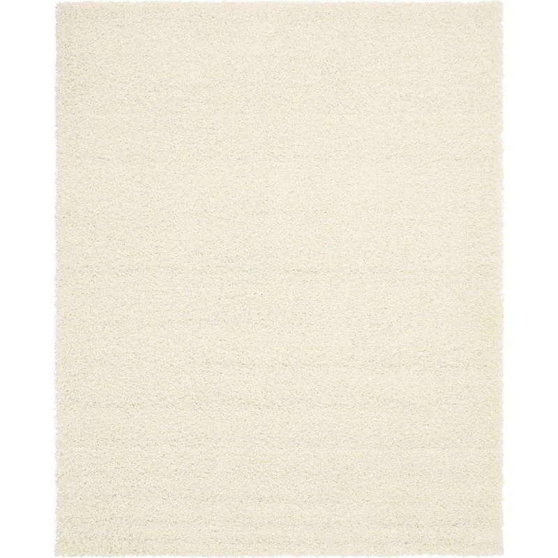 Unique Loom Solid Shag Collection Area Rug (7 ft. 10 in. x 10 ft. Rectangle Snow White) 3136683