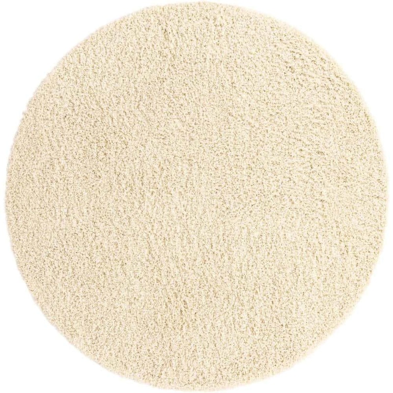 Unique Loom Solid Shag Pure Ivory 5 ft. 3 in. x 5 ft. 3 in. Area Rug 3151377