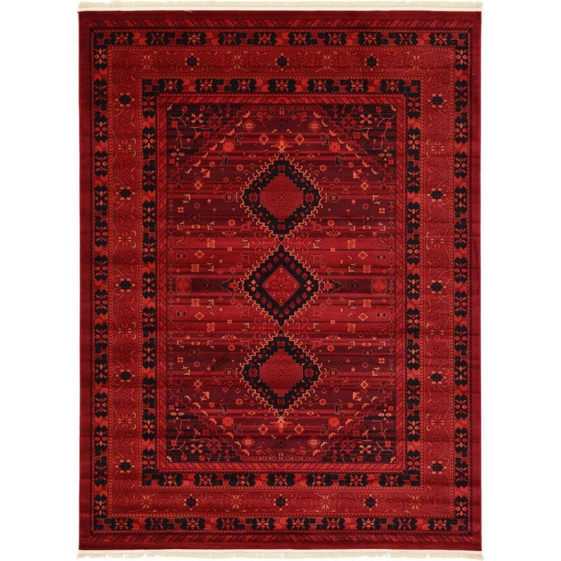 Unique Loom Tekke Lincoln Red 9′ 0 x 12′ 0 Area Rug 3126437