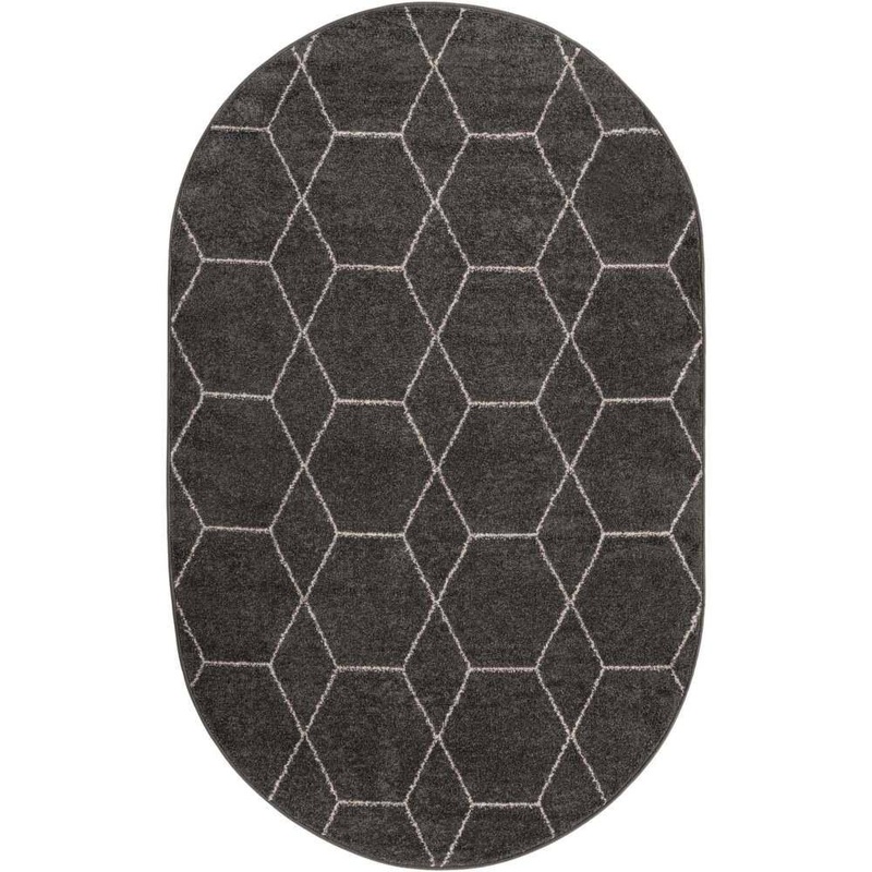 Unique Loom Trellis Frieze Geometric Dark Gray 5 ft. x 8 ft. Area Rug 3151487
