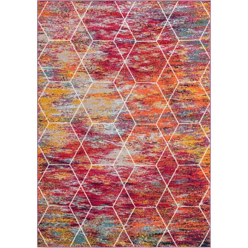 Unique Loom Trellis Frieze Geometric Multi 7 ft. 1in. x 10 ft. 0 in. Area Rug 3151756