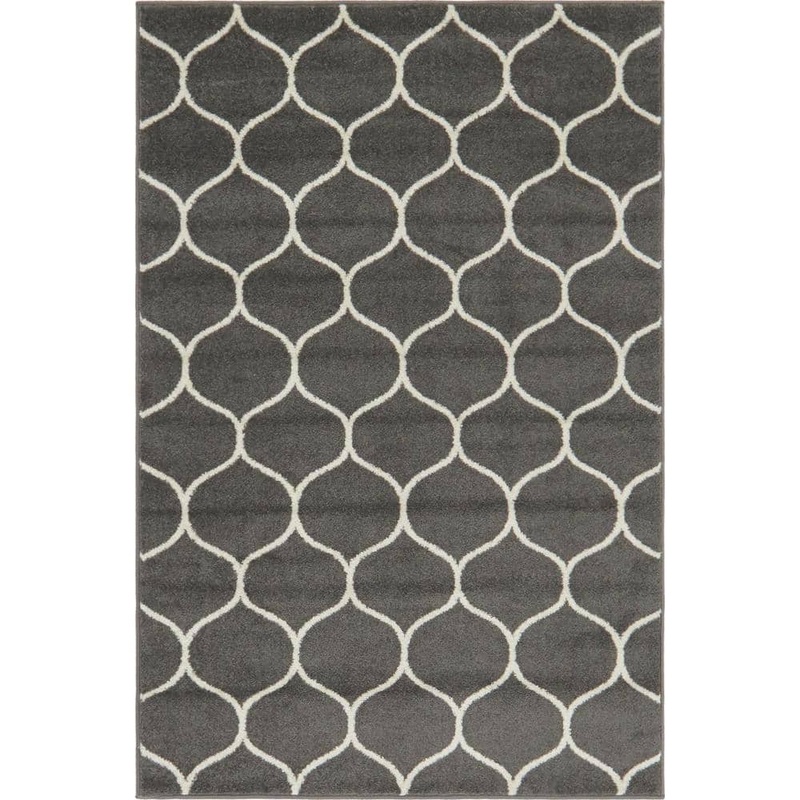 Unique Loom Trellis Frieze Rounded Dark Gray 4′ 0 x 6′ 0 Area Rug 3140863