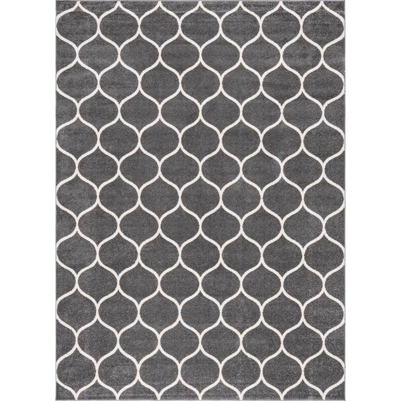 Unique Loom Trellis Frieze Rounded Dark Gray 9′ 0 x 12′ 0 Area Rug 3140860