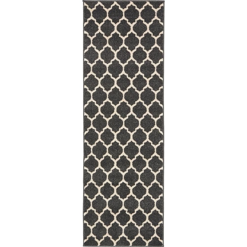 Unique Loom Trellis Philadelphia Black/Beige 2′ 0 x 6′ 0 Runner Rug 3128615