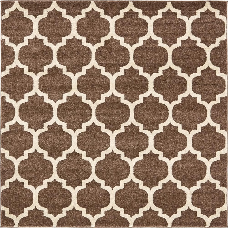 Unique Loom Trellis Philadelphia Medium Brown/Beige 6 ft. x 6 ft. Square Rug 3128523