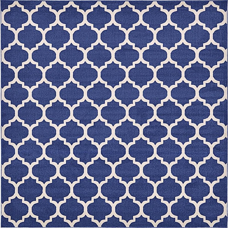 Unique Loom Trellis Philadelphia Navy Blue/Beige 10′ 0 x 10′ 0 Square Rug 3121669