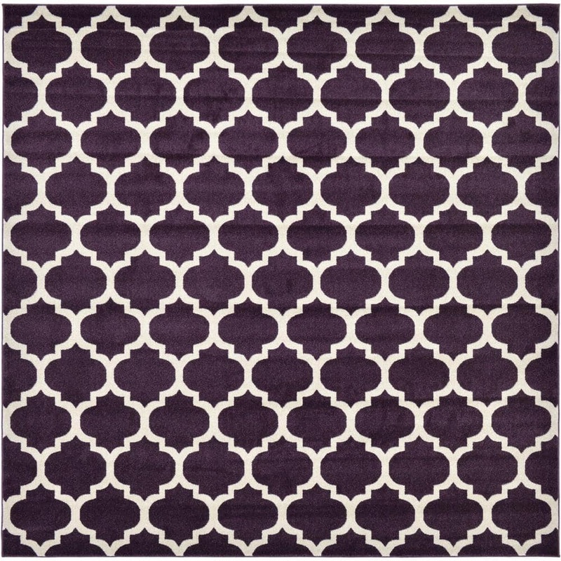 Unique Loom Trellis Philadelphia Purple/Beige 10′ 0 x 10′ 0 Square Rug 3120674
