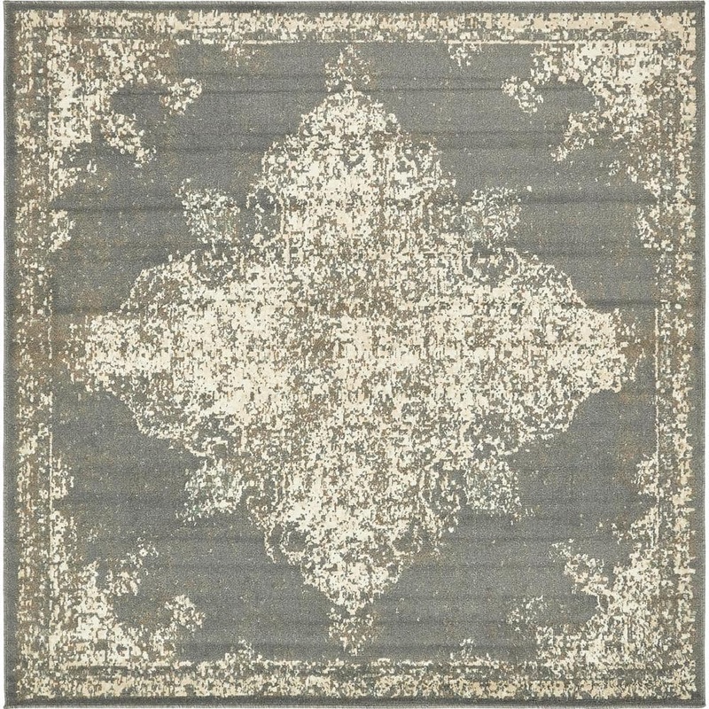 Unique Loom Tuareg Medallion Gray 8′ 0 x 8′ 0 Square Rug 3138814