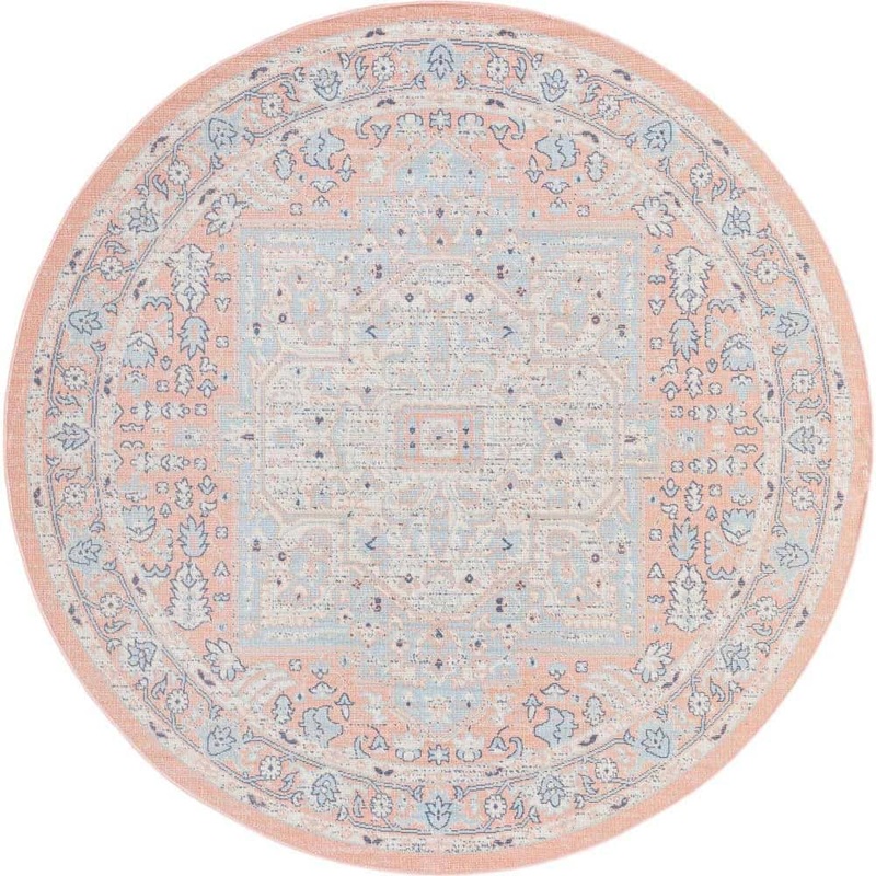 Unique Loom Whitney Milano Powder Pink 7 ft. 1 in. x 7 ft. 1 in. Area Rug 3154869