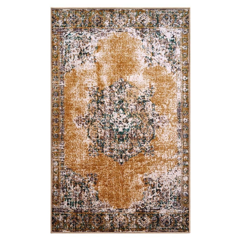 SUPERIOR Aldrich Ivory 8 ft. x 10 ft. Non-Slip Bohemian Printed Distressed Nylon Area Rug 8X10RUG-ALDRICH-IV