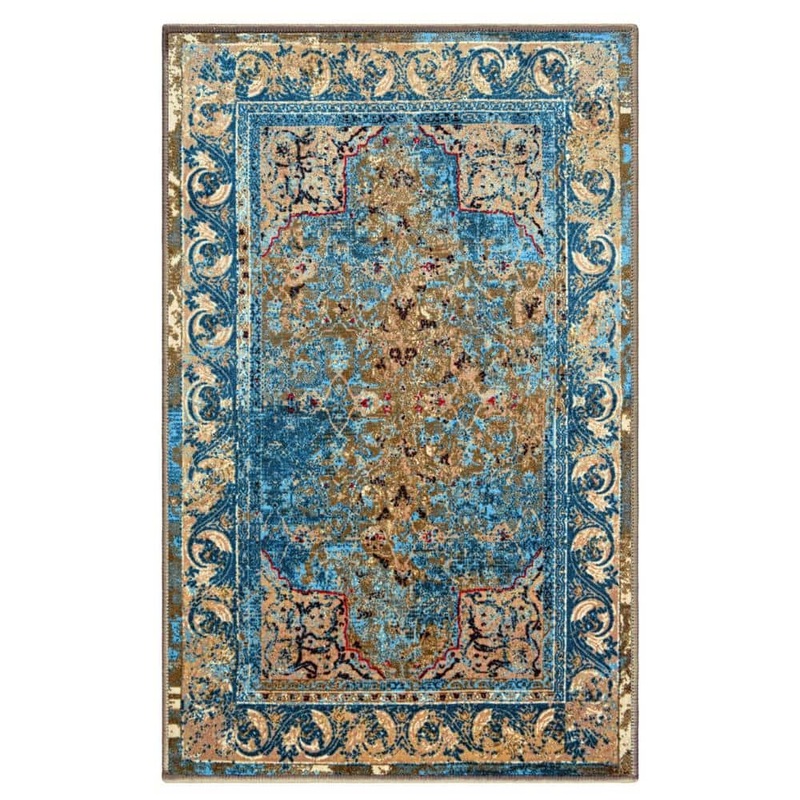 SUPERIOR Angeles Green-Beige 9 ft. x 12 ft. Non-Slip Floral Mediterranean Nylon Area Rug 9x12RUG-ANGELES