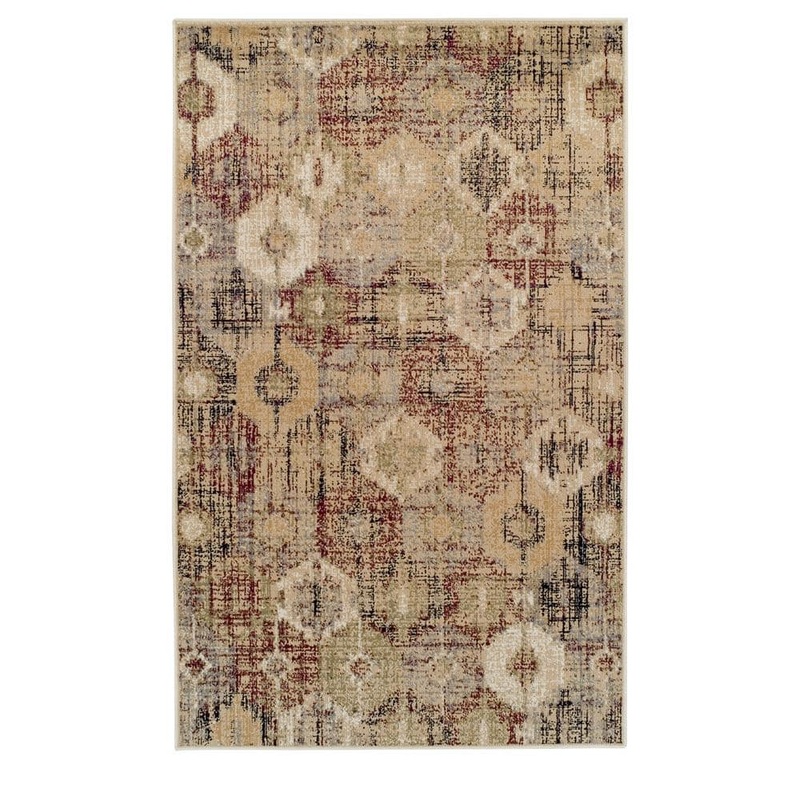 SUPERIOR Arabella Gold 5 ft. x 8 ft. Modern Distressed Diamonds Polypropylene Area Rug 5X8RUG-ARABELLA-GL