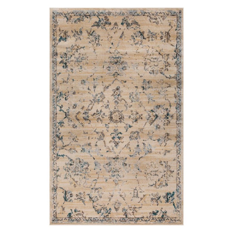 SUPERIOR Basilio Teal 8 ft. x 10 ft. Modern Farmhouse Medallion Polypropylene Area Rug 8X10RUG-BASILIO-TL