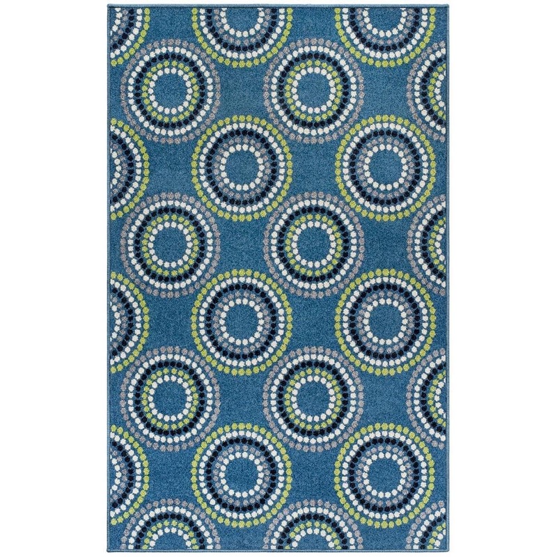 SUPERIOR Burgess Blue 6 ft. x 9 ft. Modern Geometric Circles Polypropylene Area Rug 6X9RUG-BURGESS