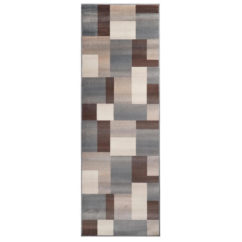 SUPERIOR Clifton Brown 2 ft. 7 in. x 12 ft. Geometric Tile Polypropylene Area Rug 2.6X12RUG-CLIFTON-MULTI-COLOR