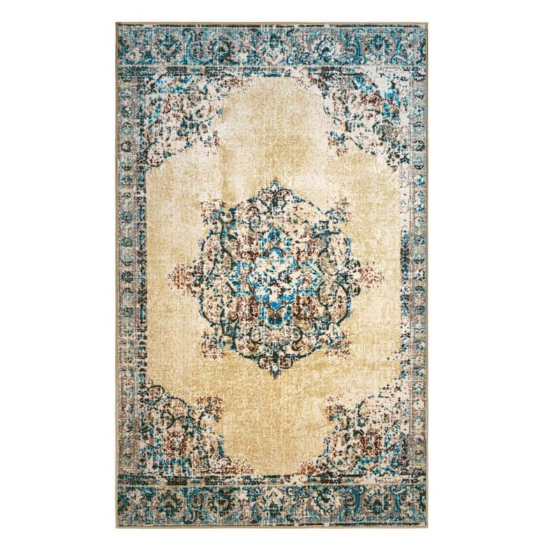SUPERIOR Decklan Cream 8 ft. x 10 ft. Traditional Floral Nylon Non-Slip Area Rug 8X10RUG-DECKLAN-CR