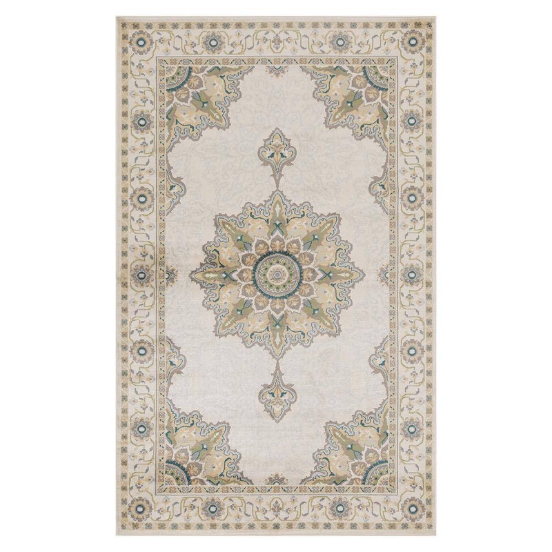 SUPERIOR Edeline Beige 8 ft. x 10 ft. Medallion Oriental Indoor Area Rug 8X10RUG-EDELINE
