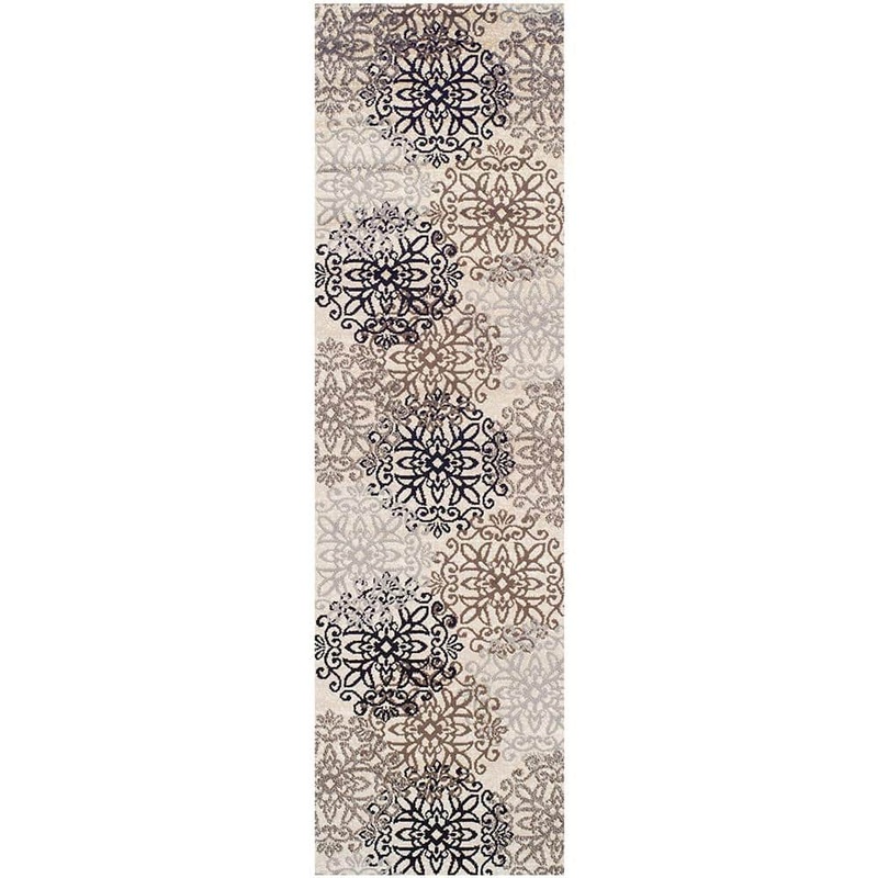 SUPERIOR Leigh Beige 2 ft. x 11 ft. Floral Medallion Polypropylene Area Rug 2X11RUG-LEIGH