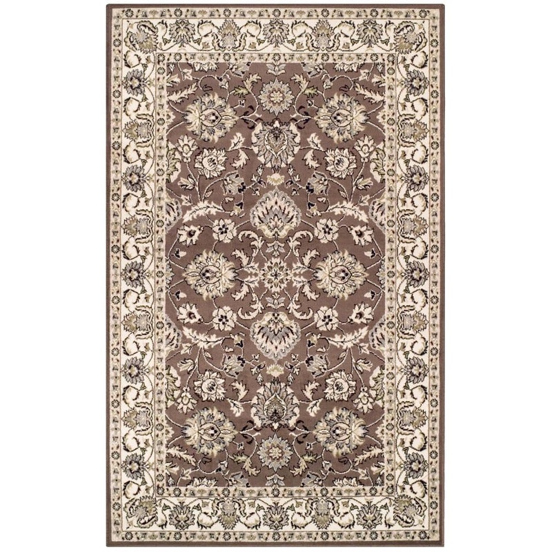 SUPERIOR Lille Brown 8 ft. x 10 ft. Rectangle Ornamental Floral Border Polypropylene Area Rug 8X10RUG-LILL-BR