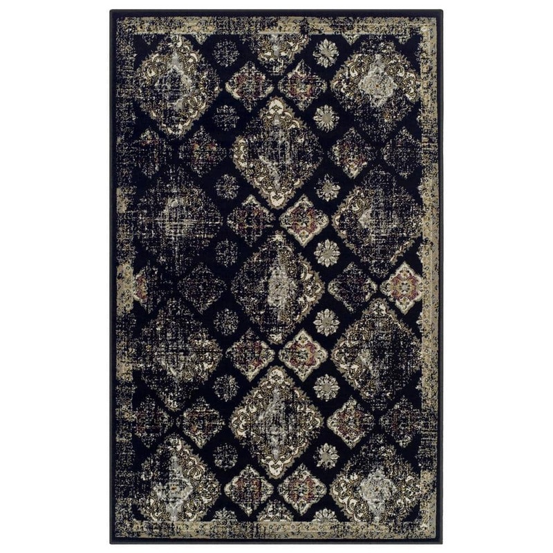 SUPERIOR Mayfair Black 5 ft. x 8 ft. Distressed Damask Area Rug 5X8RUG-MAYFAIR-BK