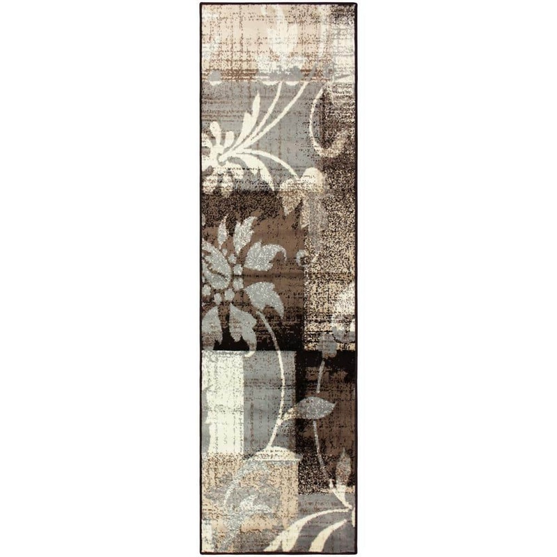 SUPERIOR Pastiche Beige 2 ft. 7 in. x 6 ft. Floral Patchwork Non-Slip Runner Rug 2.6X6RUG-PASTICHE
