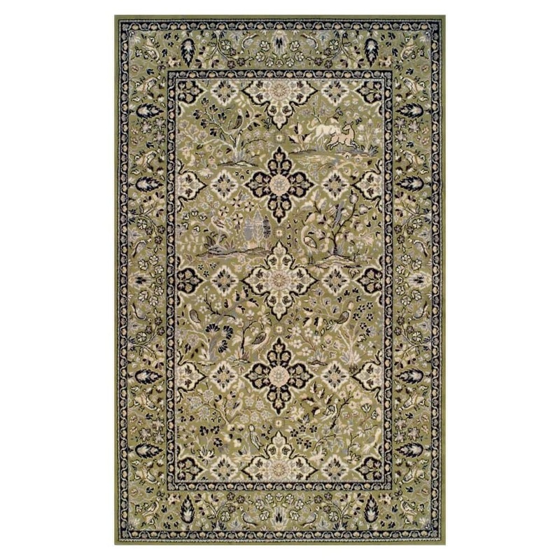 SUPERIOR Radcliffe Green 5 ft. x 8 ft. Rectangle Floral Medallion Border Polypropylene Area Rug 5X8RUG-RADCLIF