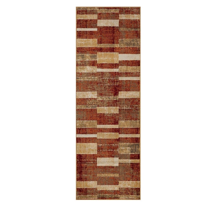 SUPERIOR Radko Rust/Cream 2 ft. 6 in. x 8 ft. Modern Striped Indoor Runner Rug 2.6X8RUG-RADKO-RT