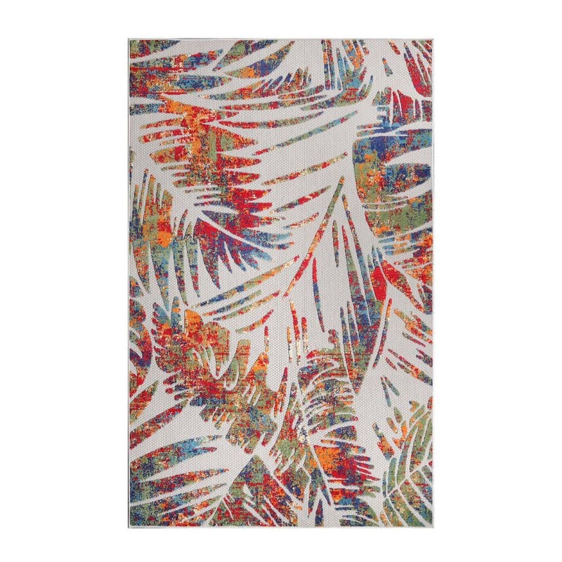SUPERIOR Siesta Cream 5 ft. 2 in. x 7 ft. 2 in. Botanical Modern Indoor/Outdoor Area Rug 5.2X7.2RUG-SIES-CR
