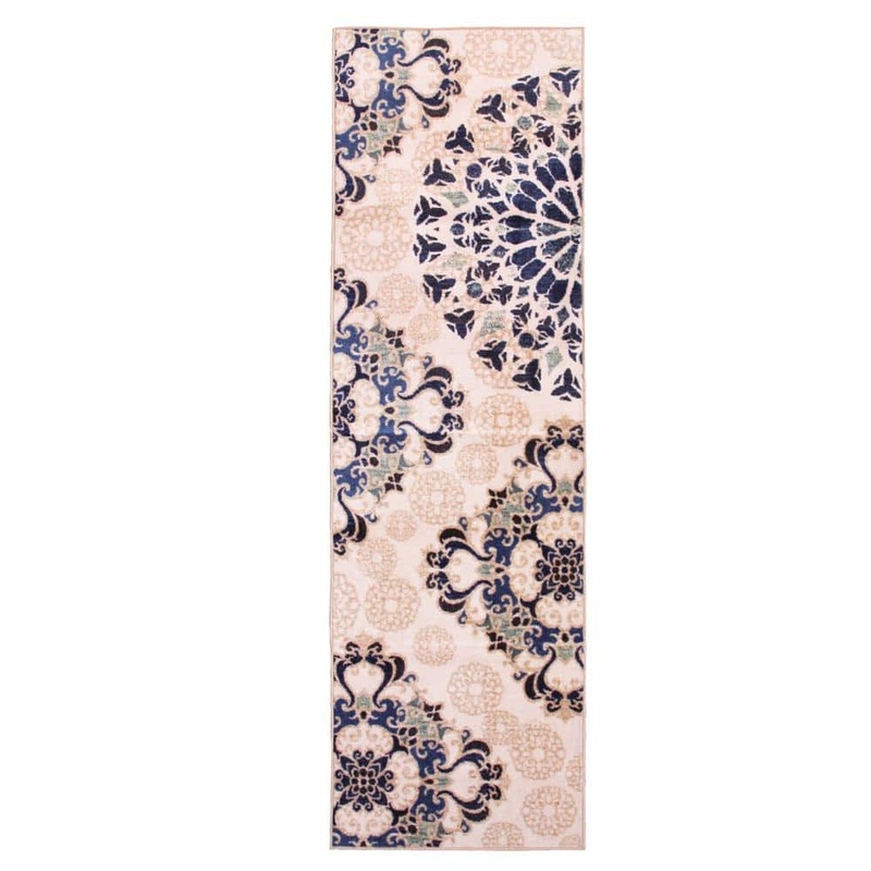 SUPERIOR Thalia Cream 2 ft. 7 in. x 8 ft. Modern Medallion Area Rug 2.6x8RUG-THALIA-CR
