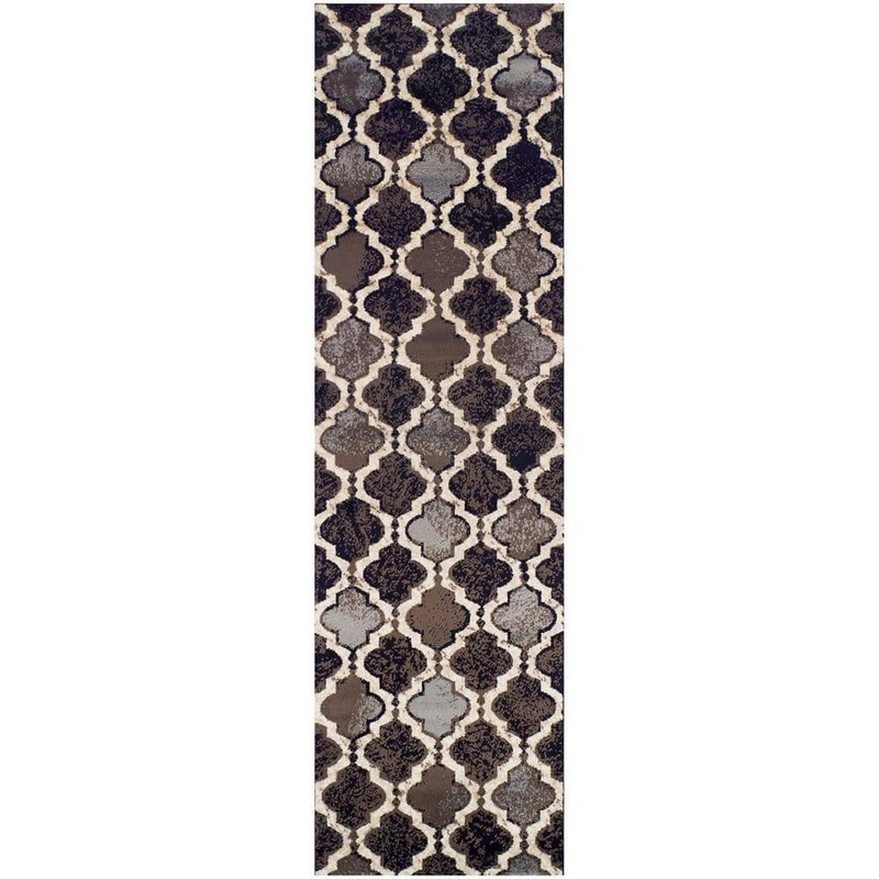 SUPERIOR Viking Chocolate 2.6 ft. x 8 ft. Contemporary Trellis Non-Slip Runner Rug 2.6x8RUG-VIKING-CH