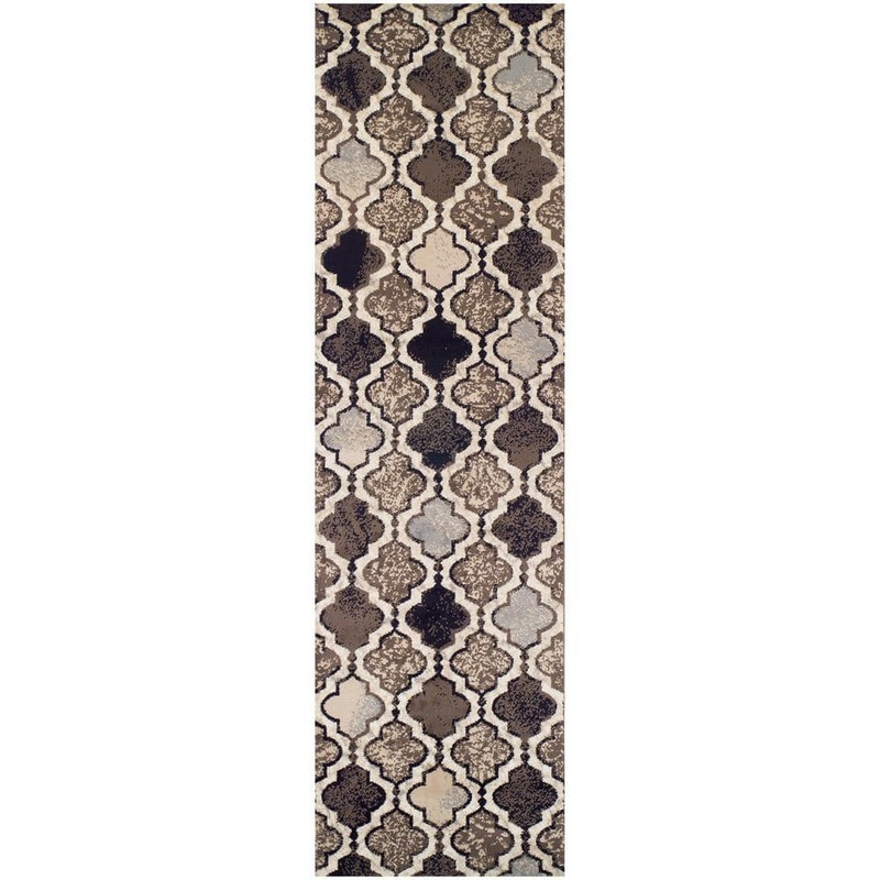 SUPERIOR Viking Ivory 2.6 ft. x 12 ft. Contemporary Trellis Non-Slip Runner Rug 2.6X12RUG-VIKING-IV