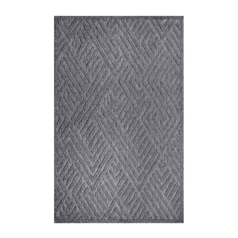 SUPERIOR Wynn Grey 6 ft. x 8 ft. 10 in. Modern Geometric Indoor/Outdoor Area Rug 6X8.9RUG-WYNN-GR