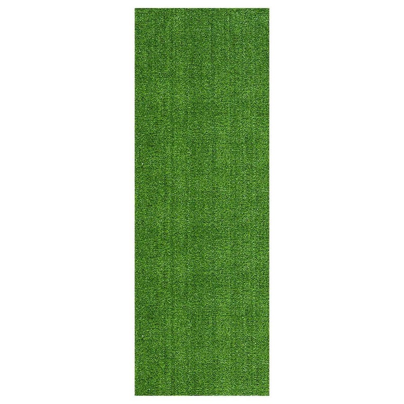 Sweet Home Stores Meadowland Collection Waterproof Solid 3×10 Indoor/Outdoor Artificial Grass Runner Rug, 2 ft. 7 in. x 10 ft., Green MDR350-3X10