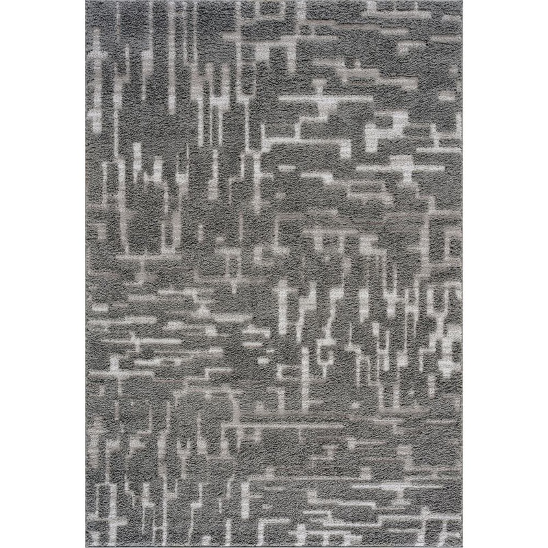 Tayse Rugs Artisan Shag Gray 5 ft. x 7 ft. Abstract Indoor Area Rug ART1209 5×7