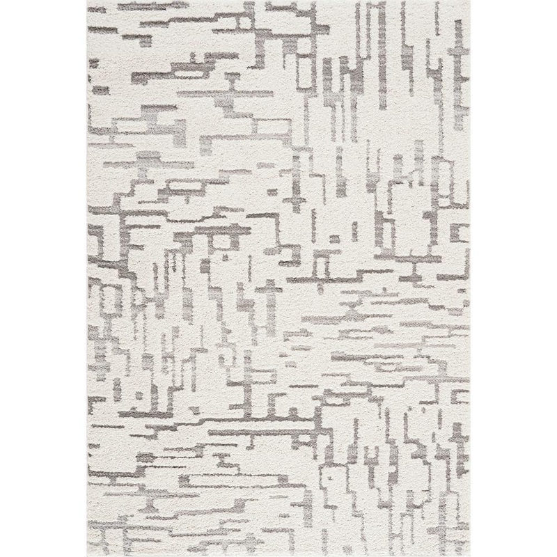 Tayse Rugs Artisan Shag Ivory 9 ft. x 12 ft. Abstract Indoor Area Rug ART1202 9×12