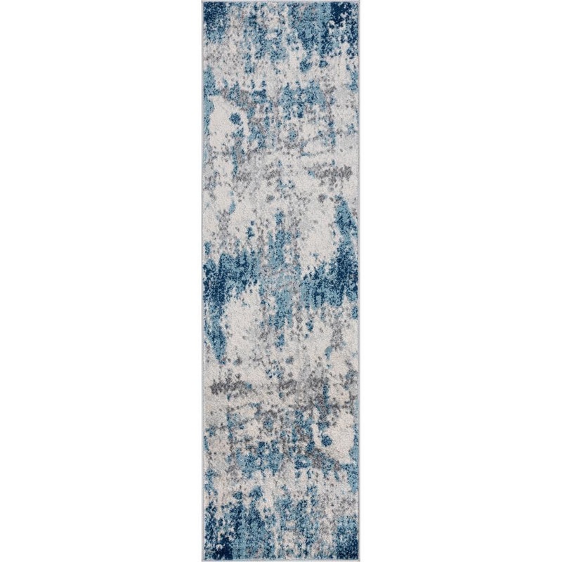 Tayse Rugs Diamond Abstract Blue 2 ft. x 8 ft. Indoor Runner Rug DIA1101 2×8