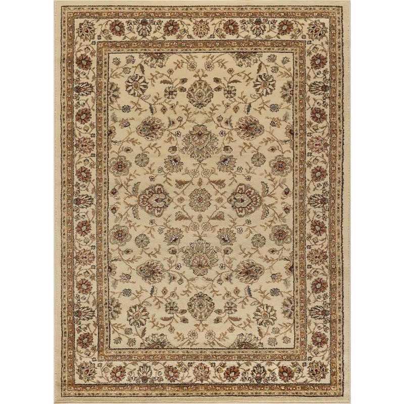 Tayse Rugs Elegance Floral Beige 5 ft. x 7 ft. Indoor Area Rug ELG5142 5×7