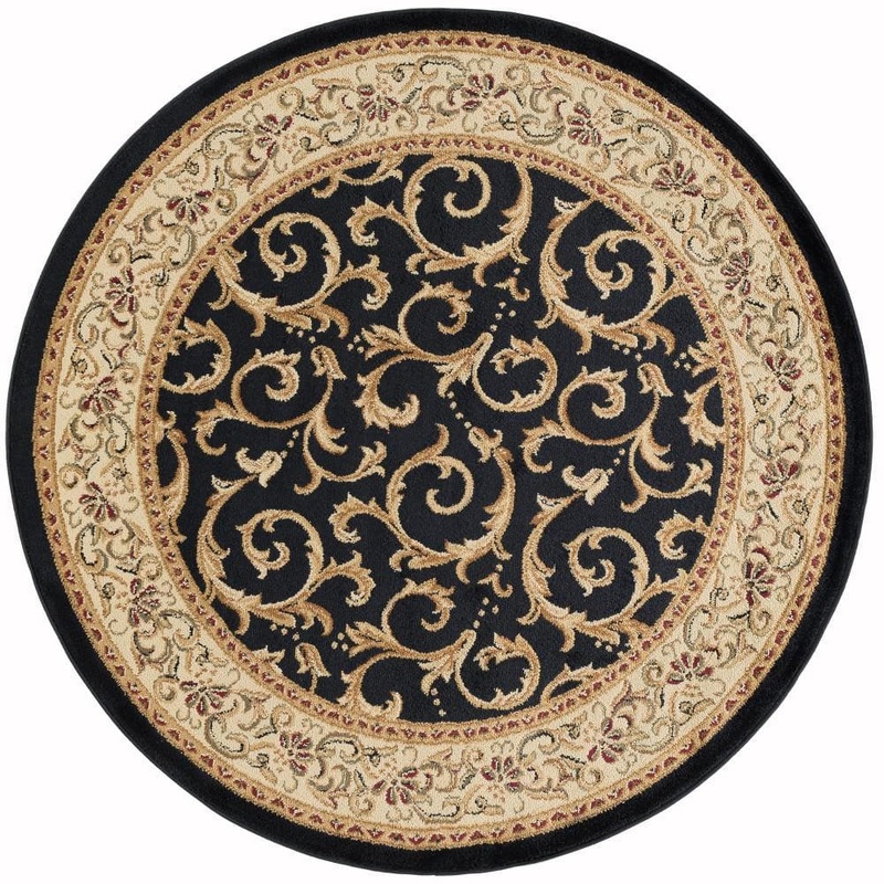 Tayse Rugs Elegance Oriental Black 6 ft. Round Indoor Area Rug 5403  Black  6′ Round